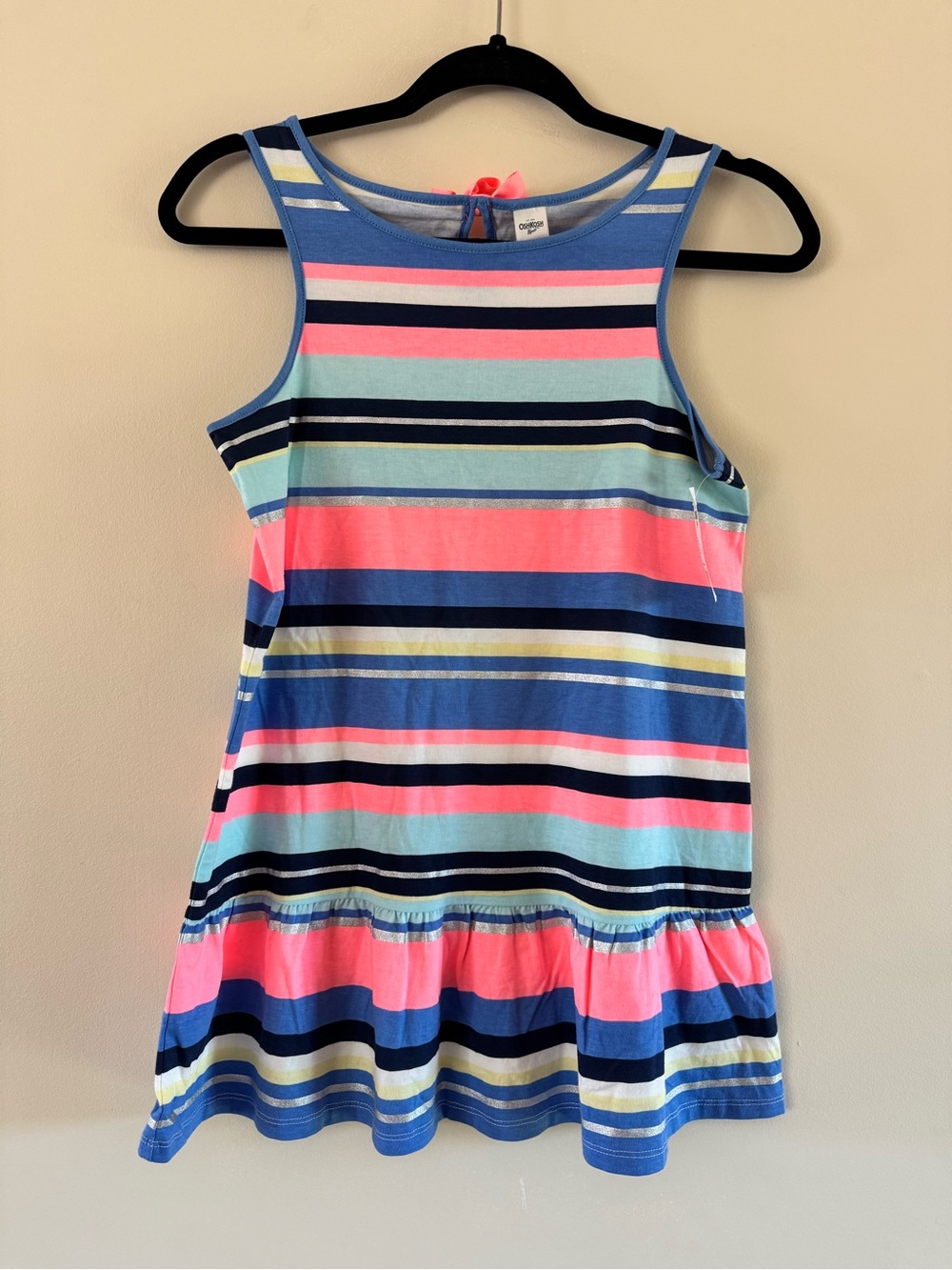 OshKosh B'gosh Sleeveless Striped Dress in Blue, Pink, Mint & Navy